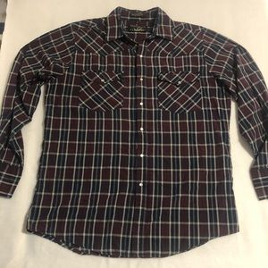 Canyon Guide Outfitters Men's Western Shirt Pearl Snap Plaid Long Sleeve L